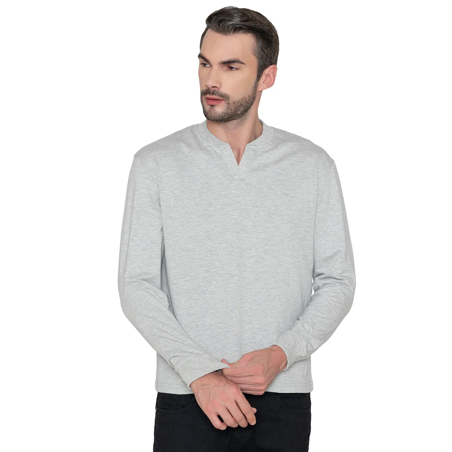 Men's Bomber Polo Sweatshirt - LT. Grey Melange