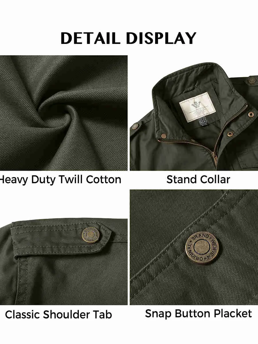 Men's Casual Jacket Washed Cotton Military Jacket