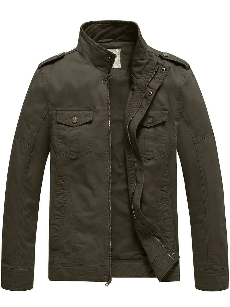 Men's Casual Jacket Washed Cotton Military Jacket