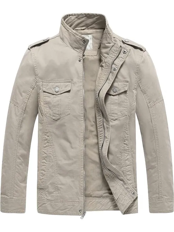 Men's Casual Jacket Washed Cotton Military Jacket