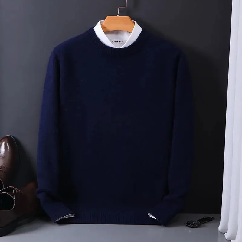 Men's Elegant Cashmere Solid Colour Pullover Sweater | Ideal for Autumn/Winter