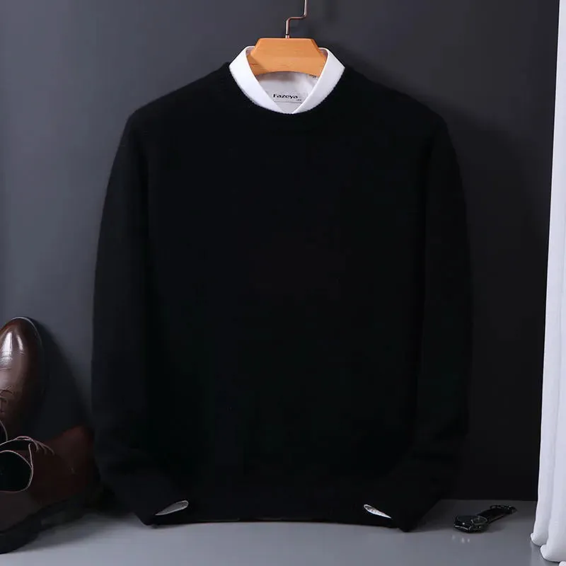 Men's Elegant Cashmere Solid Colour Pullover Sweater | Ideal for Autumn/Winter