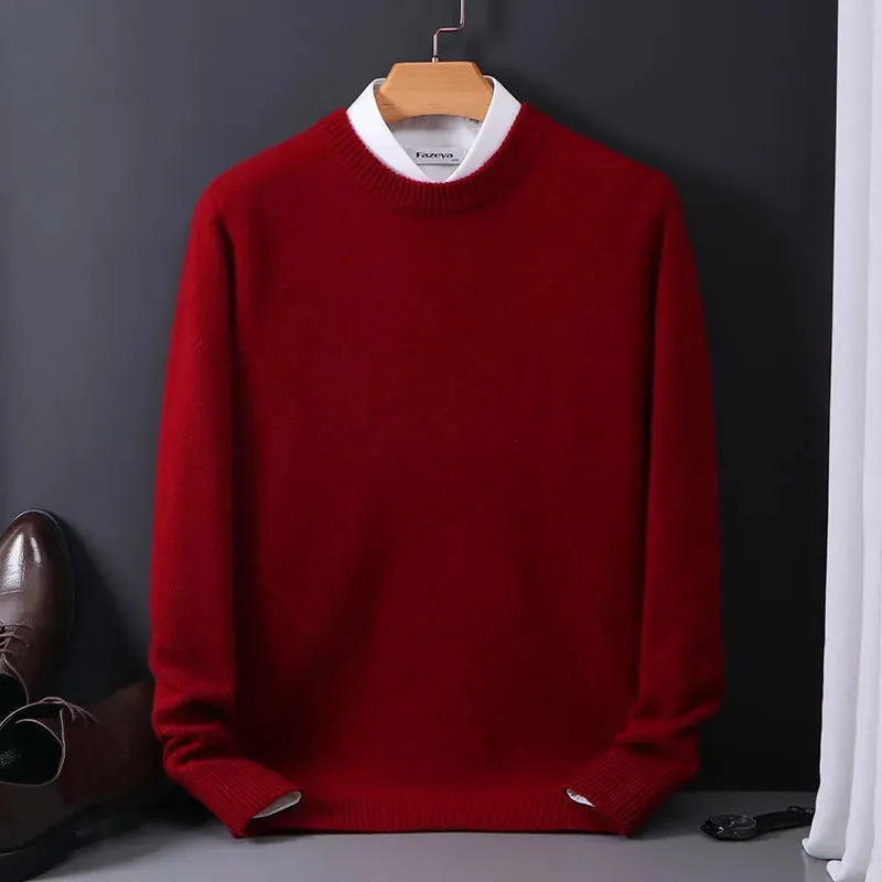 Men's Elegant Cashmere Solid Colour Pullover Sweater | Ideal for Autumn/Winter