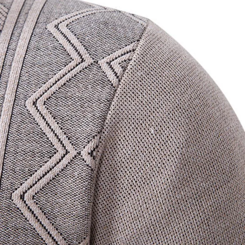 Men's Zipper Stand Collar Casual Knit Cardigan 97979715F