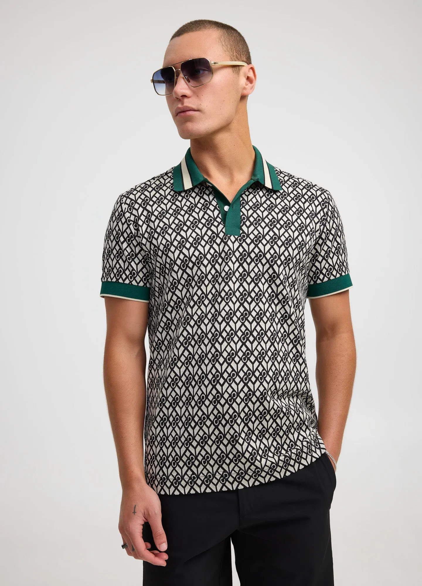 Monogram Jacquard Polo Off White