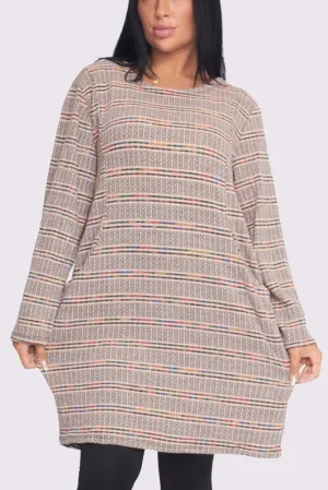 Multi-Colour Stripe Pocket Tunic Top