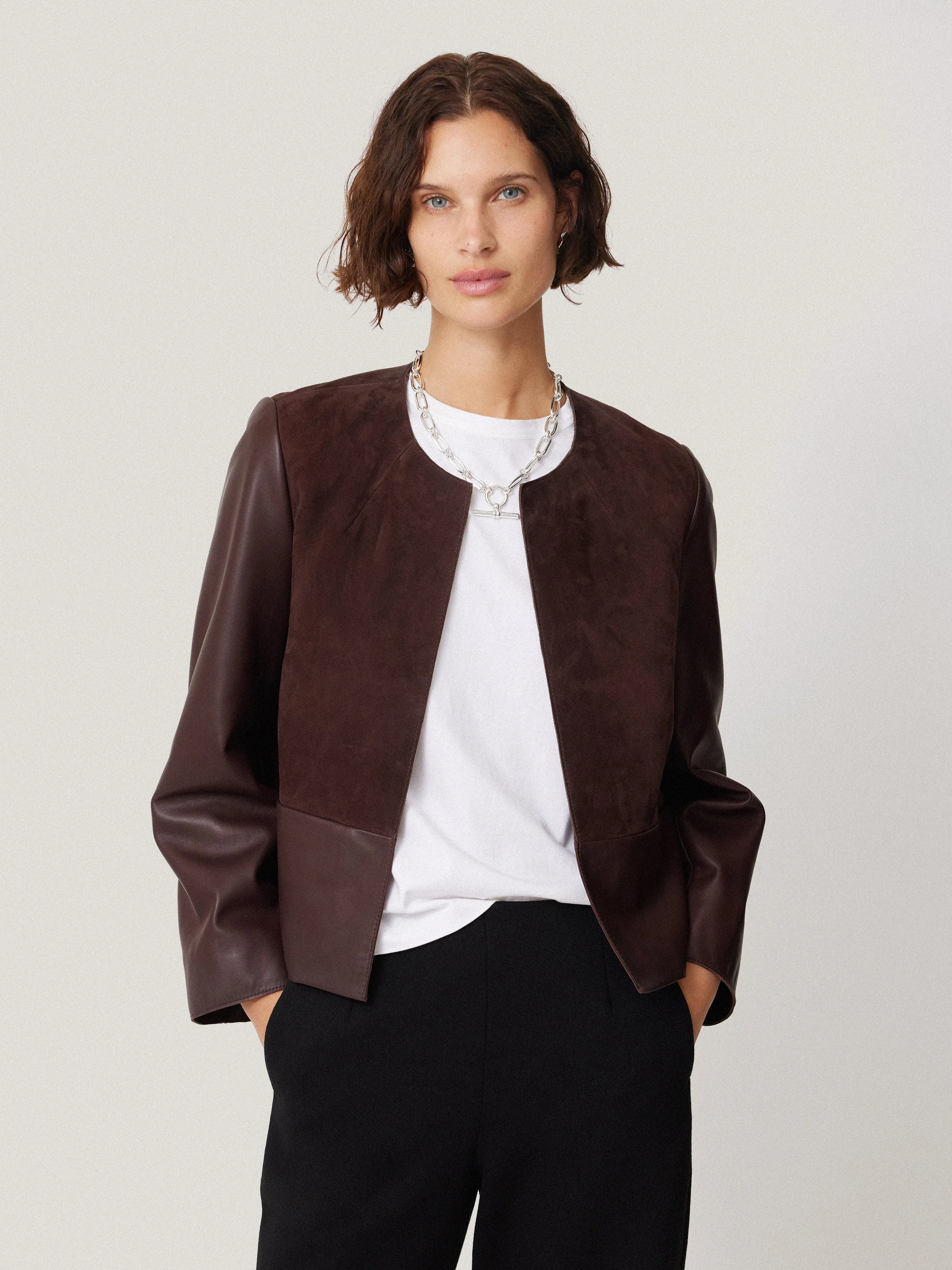 Nakoa Leather Mix Jacket | Oxblood