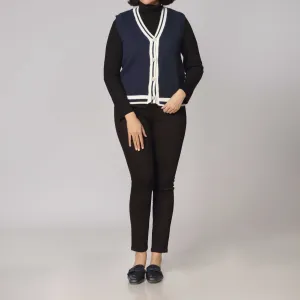 Navy Sleevelss Cardigan PW2925