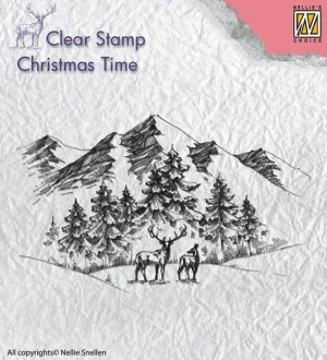 Nellie's Choice Stamp - Winter Landscape with Deer