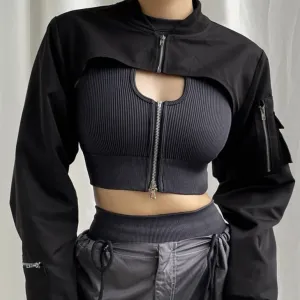 'Never Gets Old' Black Alternative Cropped Jacket