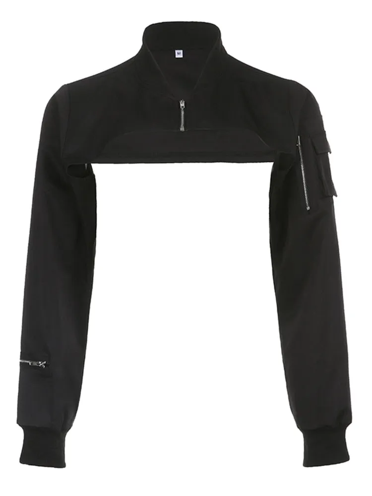 'Never Gets Old' Black Alternative Cropped Jacket