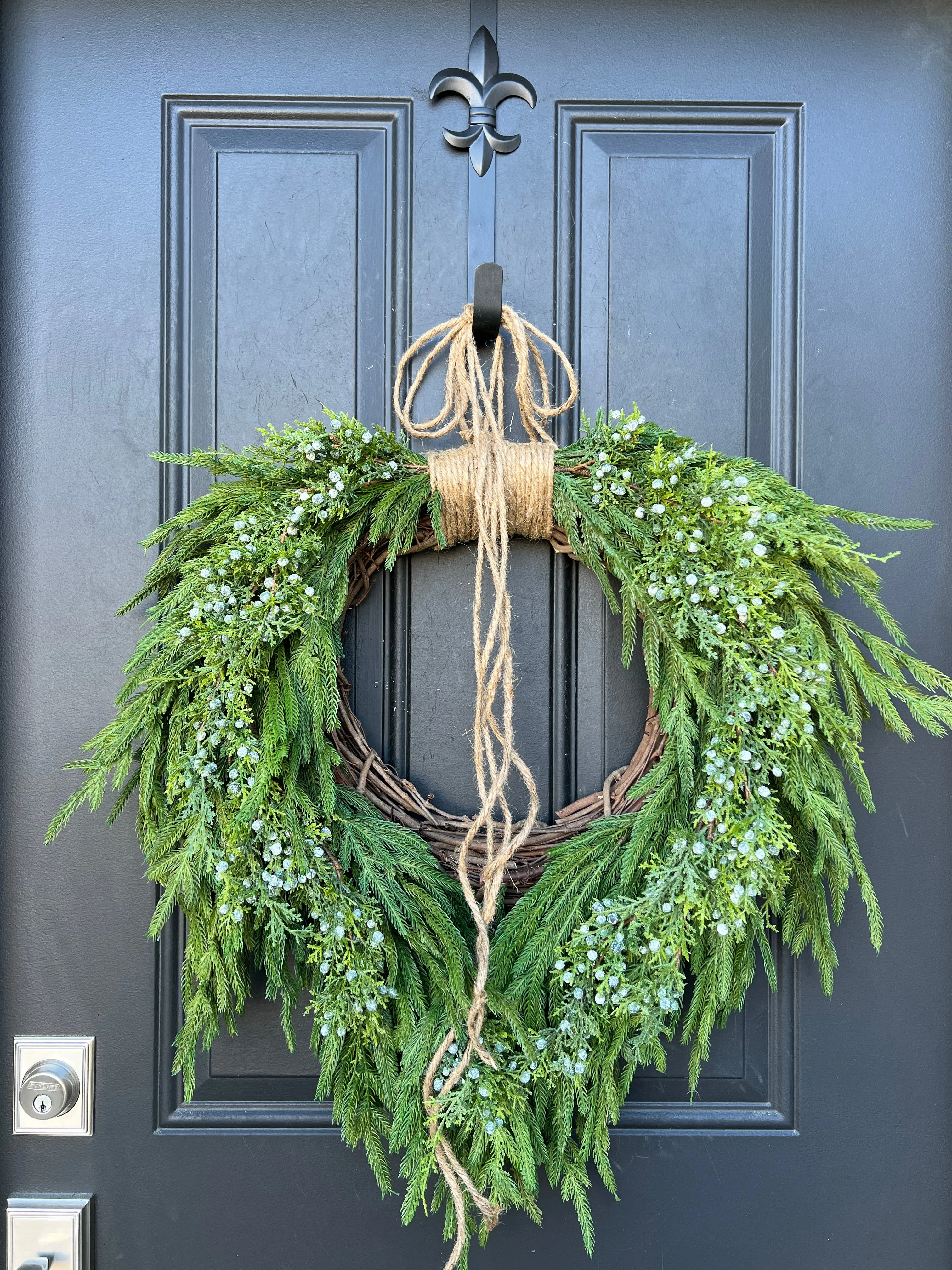 Norfolk Winter Pine and Juniper Wreath for Front Door