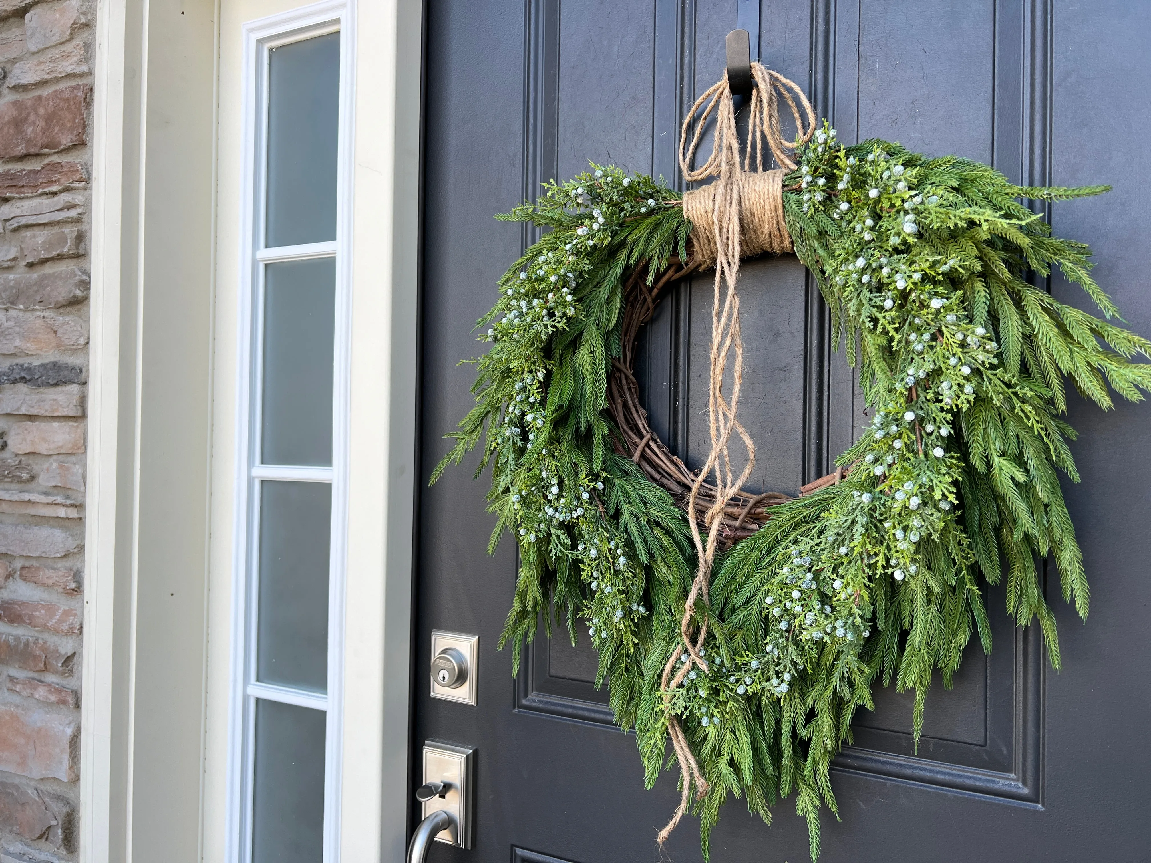 Norfolk Winter Pine and Juniper Wreath for Front Door