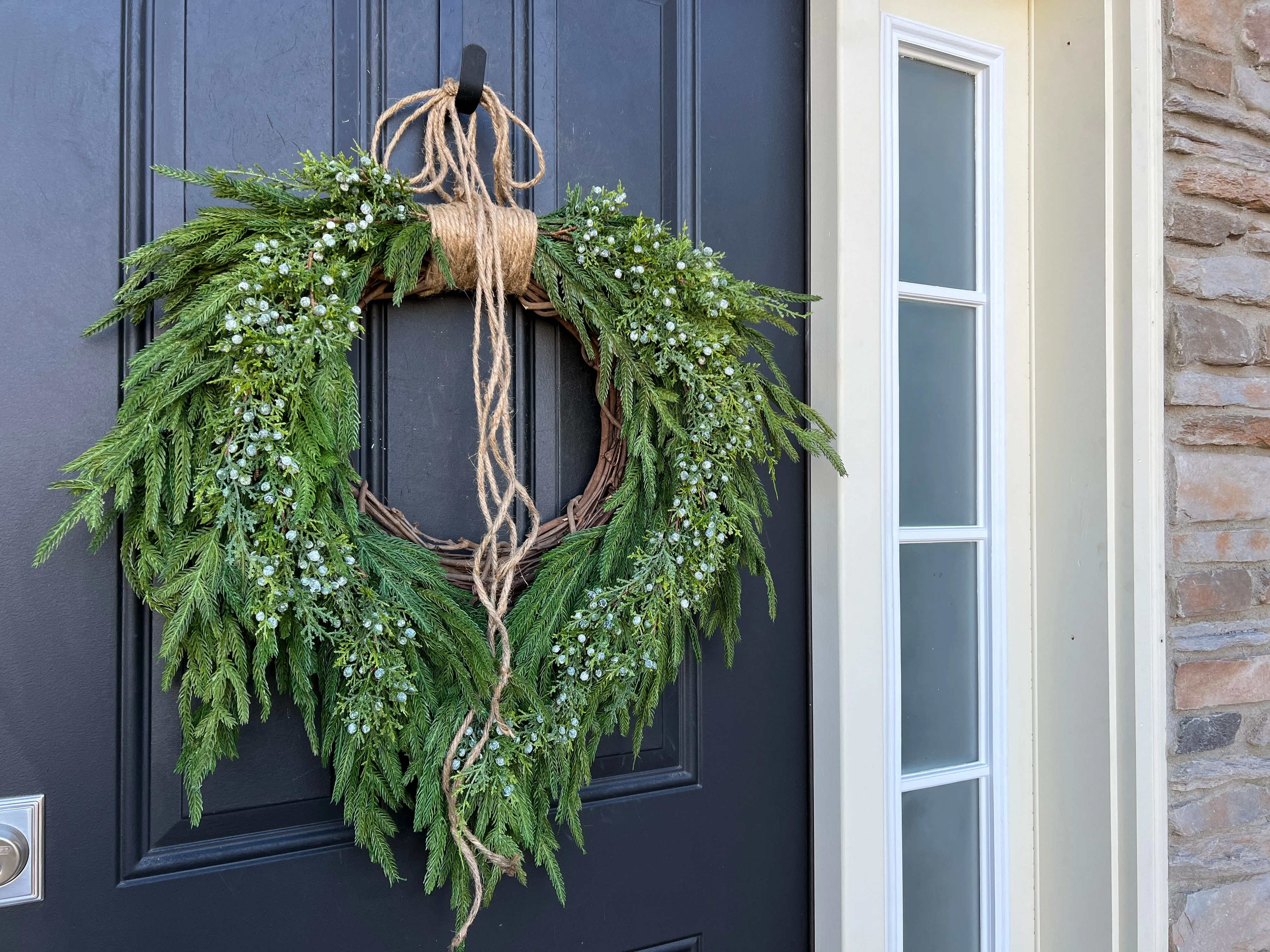 Norfolk Winter Pine and Juniper Wreath for Front Door