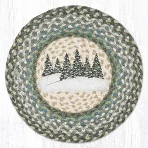 PM-RP-419 Holiday Village Trees Round Placemat