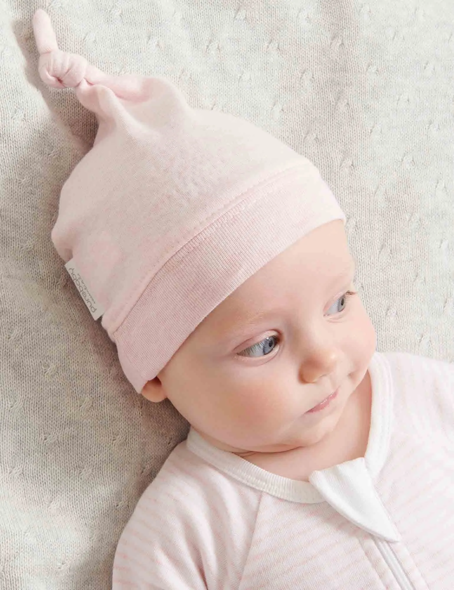 Purebaby Organic Knot Hat Pale Pink Melange