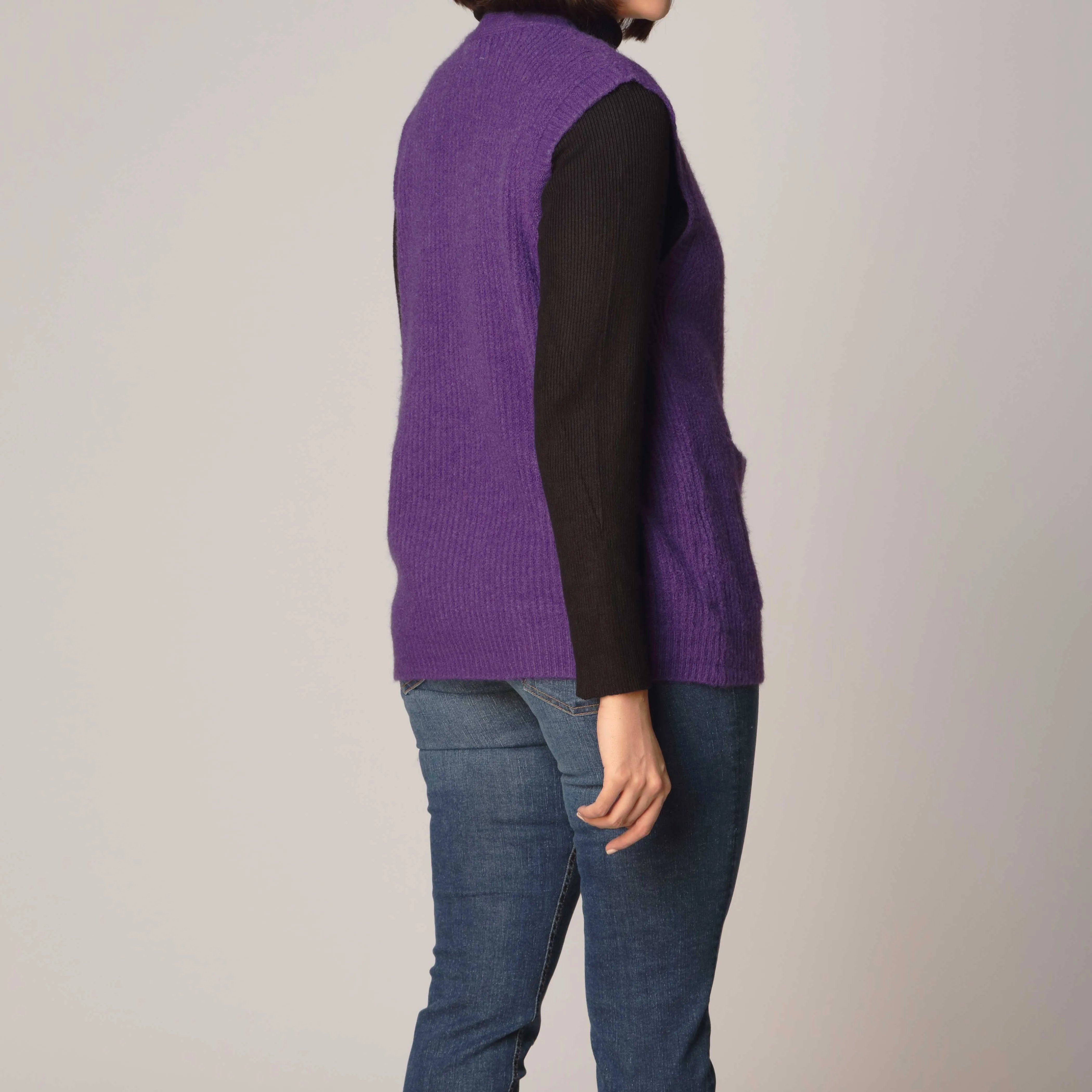 Purple Sleeveless Cardigan PW2922