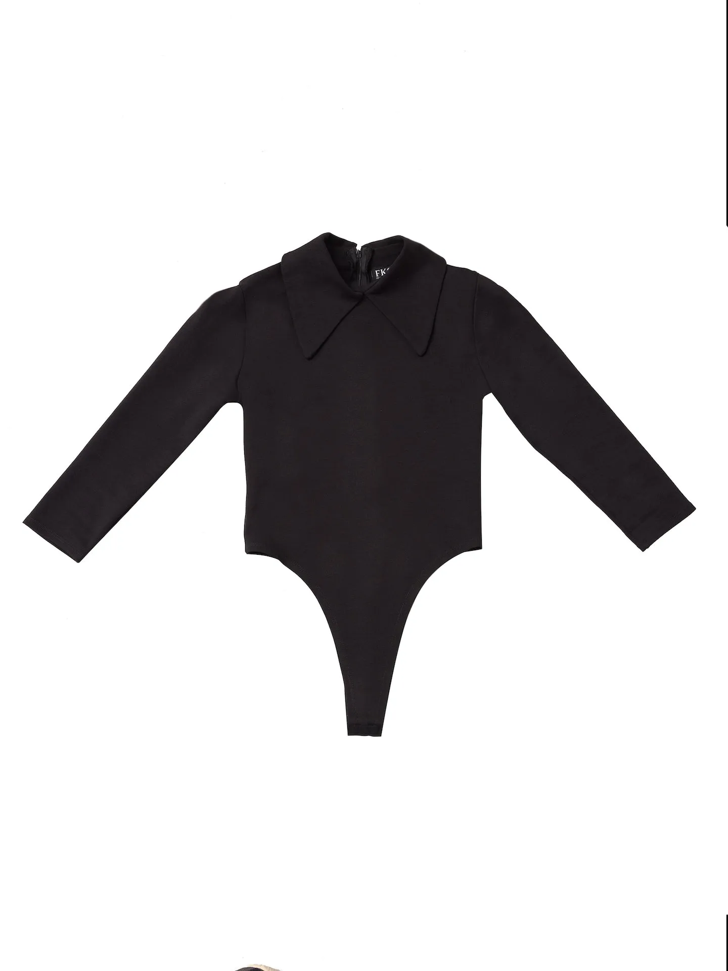 "Caroline" Black Collared Bodysuit