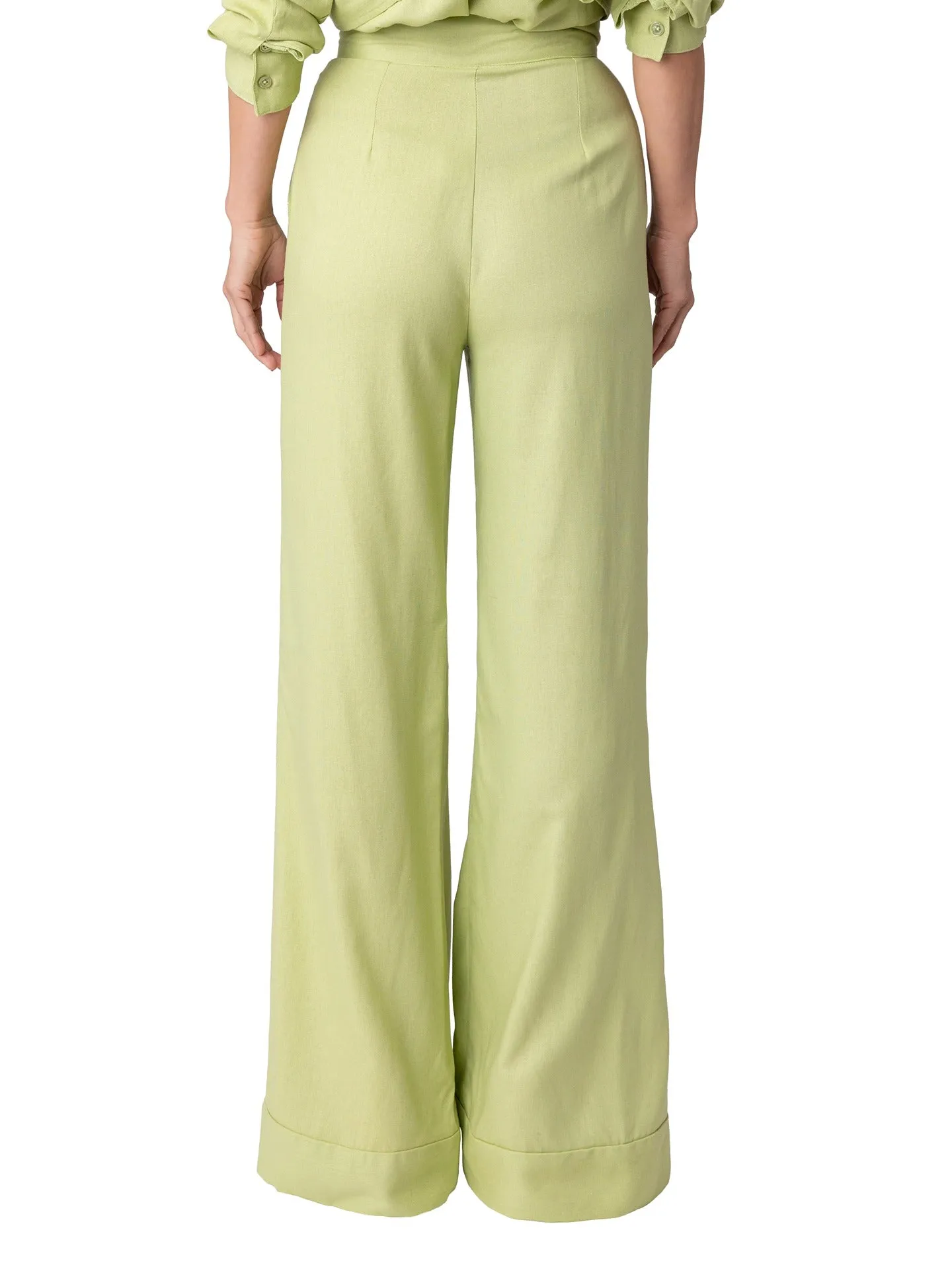 "Praslin" Sage High Waist Wide Leg Pants