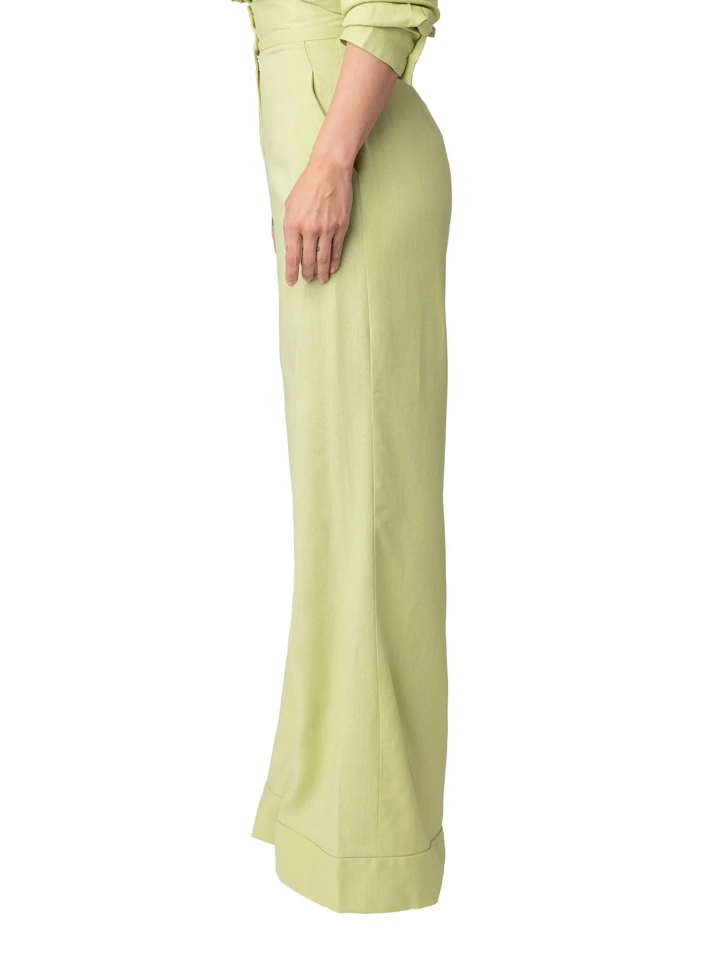 "Praslin" Sage High Waist Wide Leg Pants