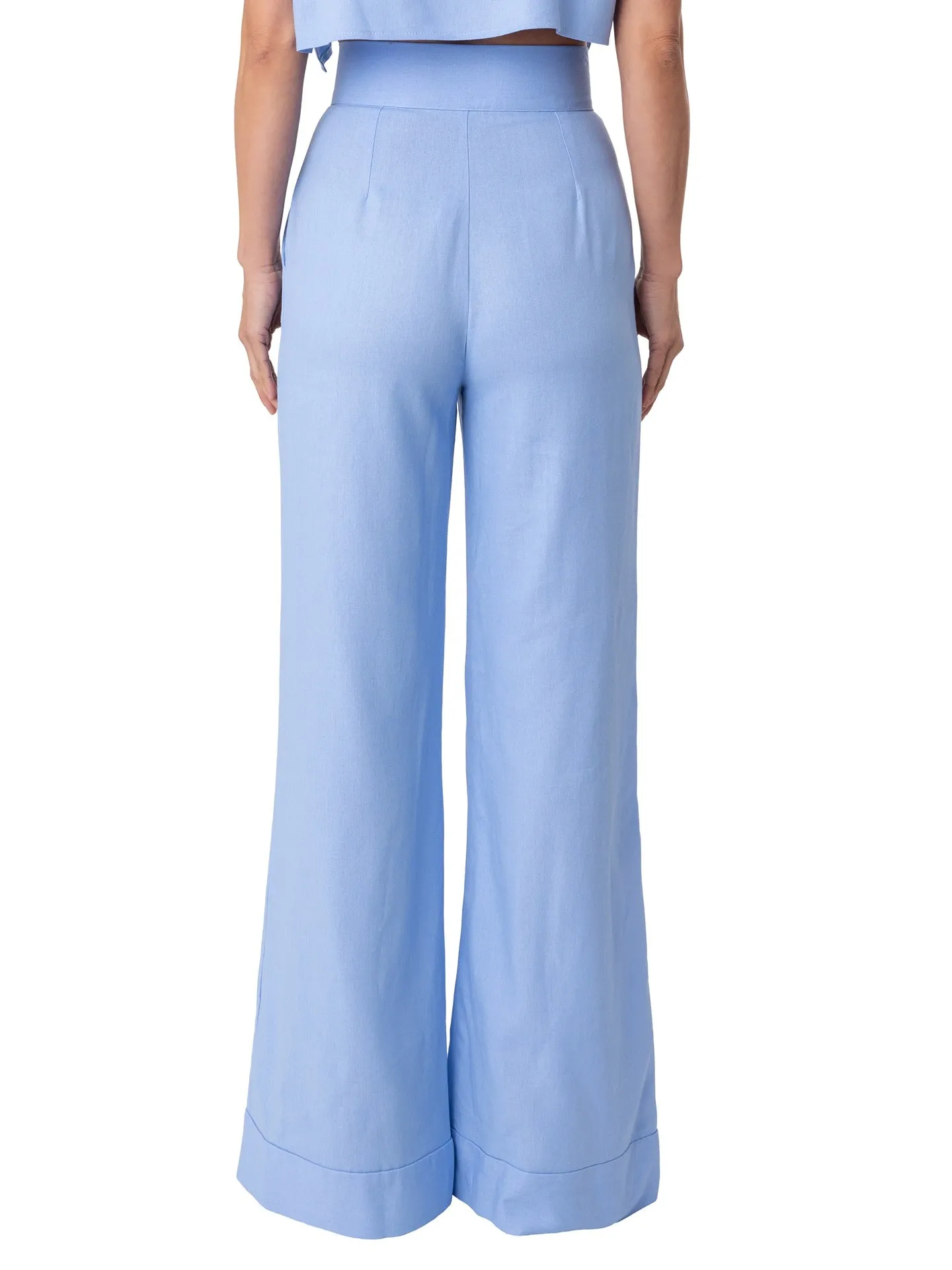 "Zakynthos" Lt. Blue High Waist Wide Leg Pants