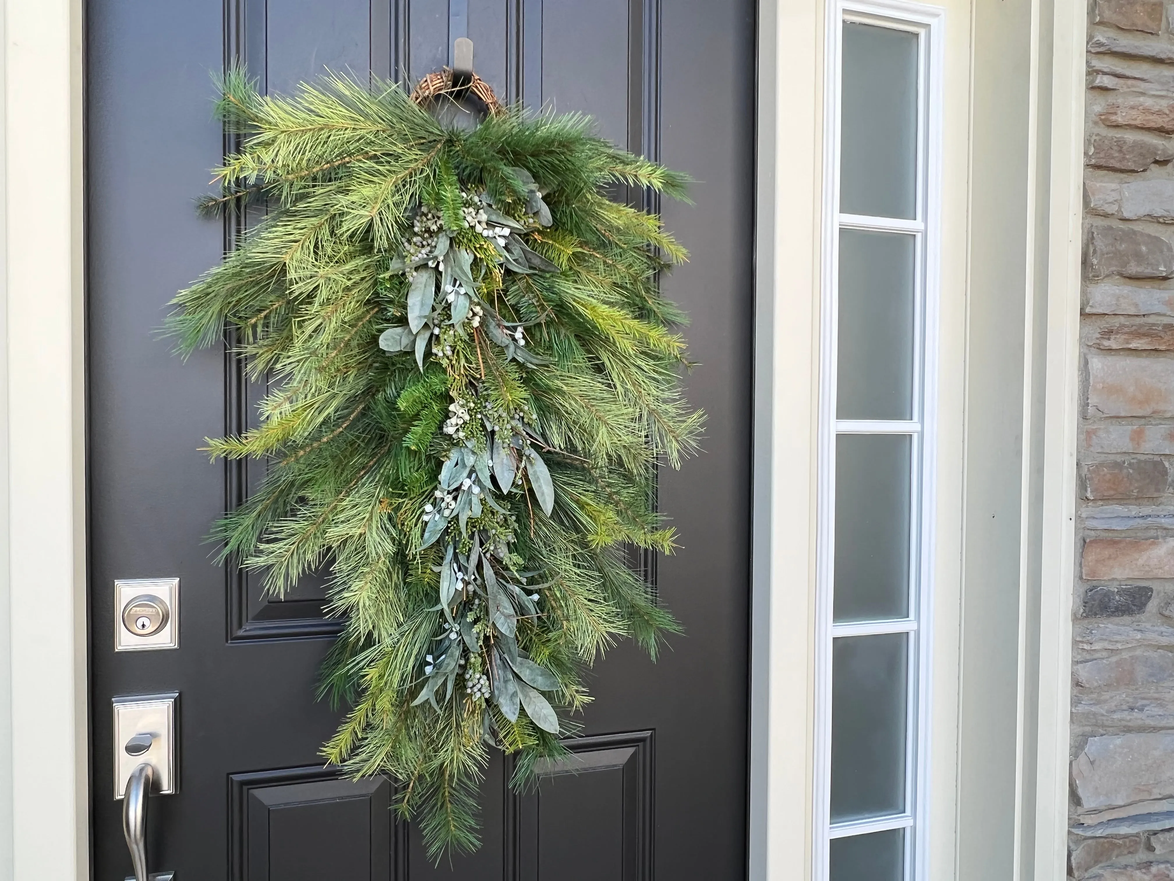 Realistic Christmas Pine Teardrop Wreath