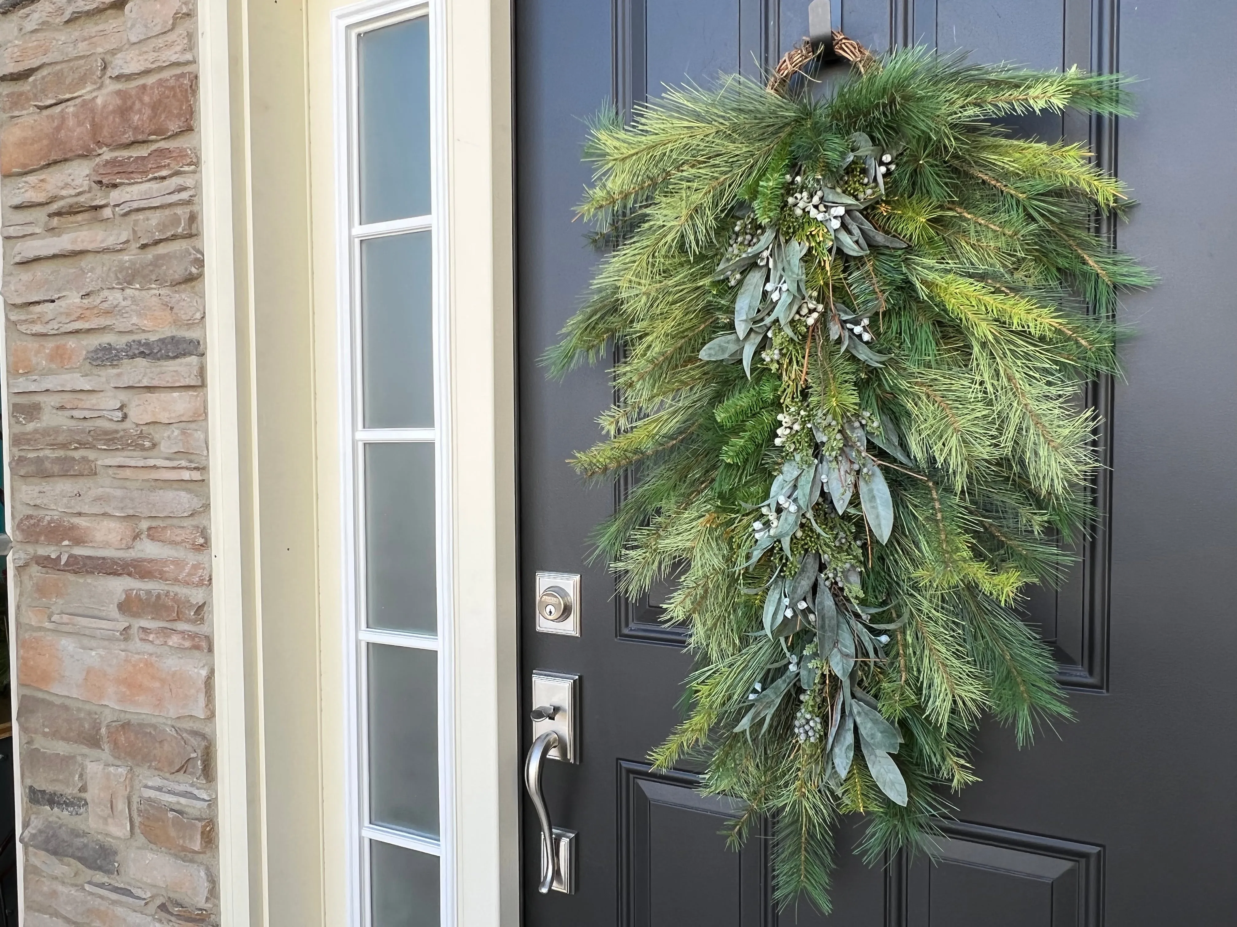 Realistic Christmas Pine Teardrop Wreath