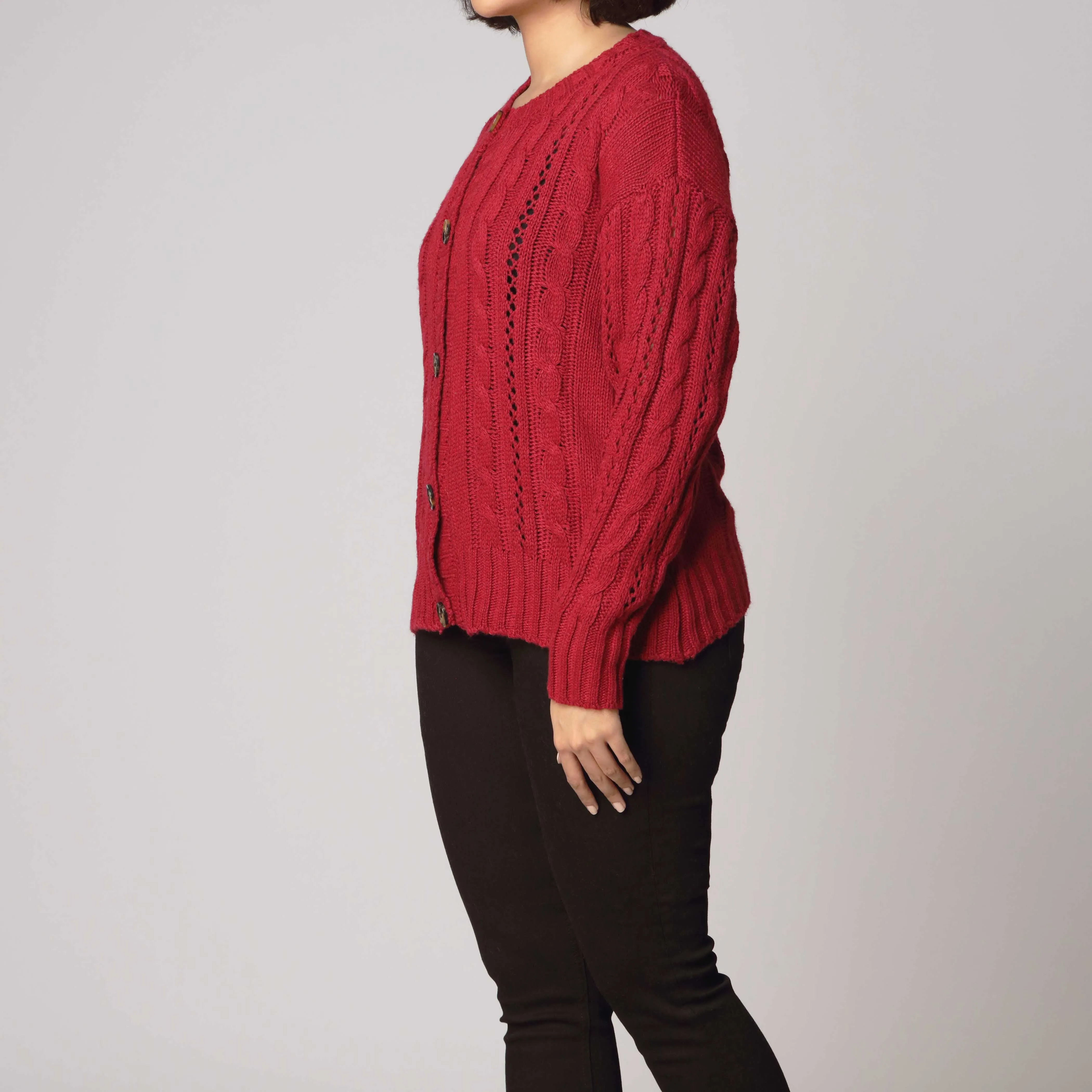 Red Mid Length Cardigan PW2900