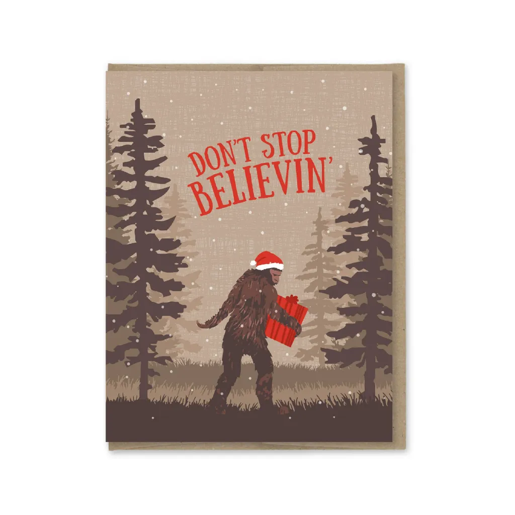 Sasquatch Don't Stop Believin Christmas Card