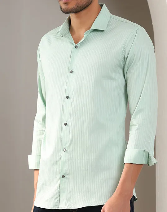 Self Stripes Formal Shirt Light green color