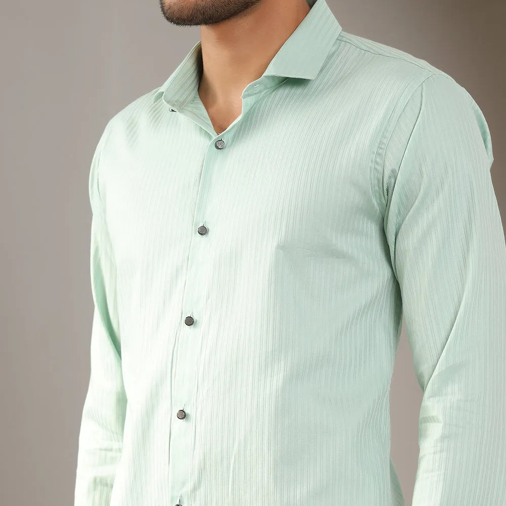 Self Stripes Formal Shirt Light green color