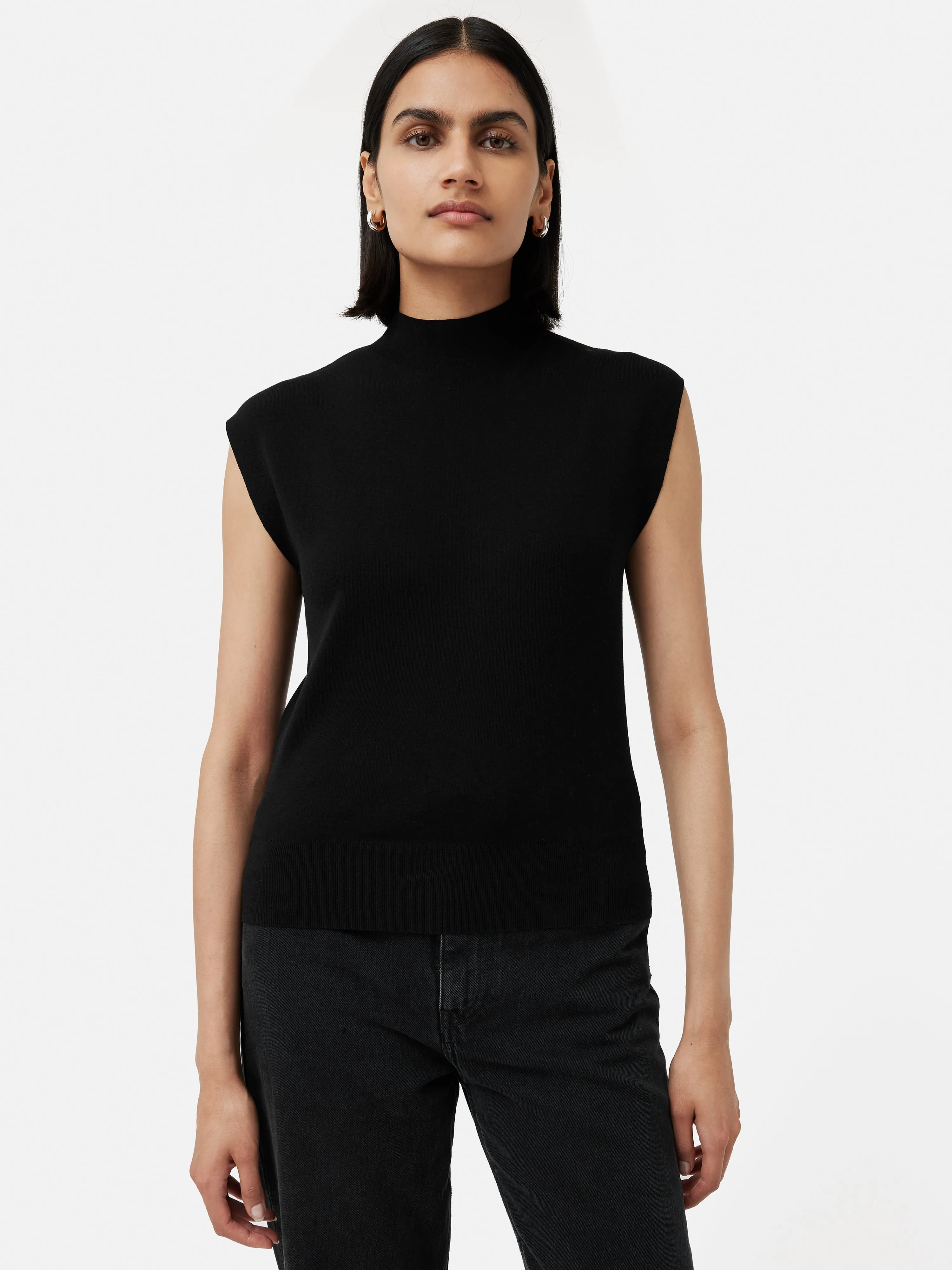 Silk Cotton Cap Sleeve Top | Black