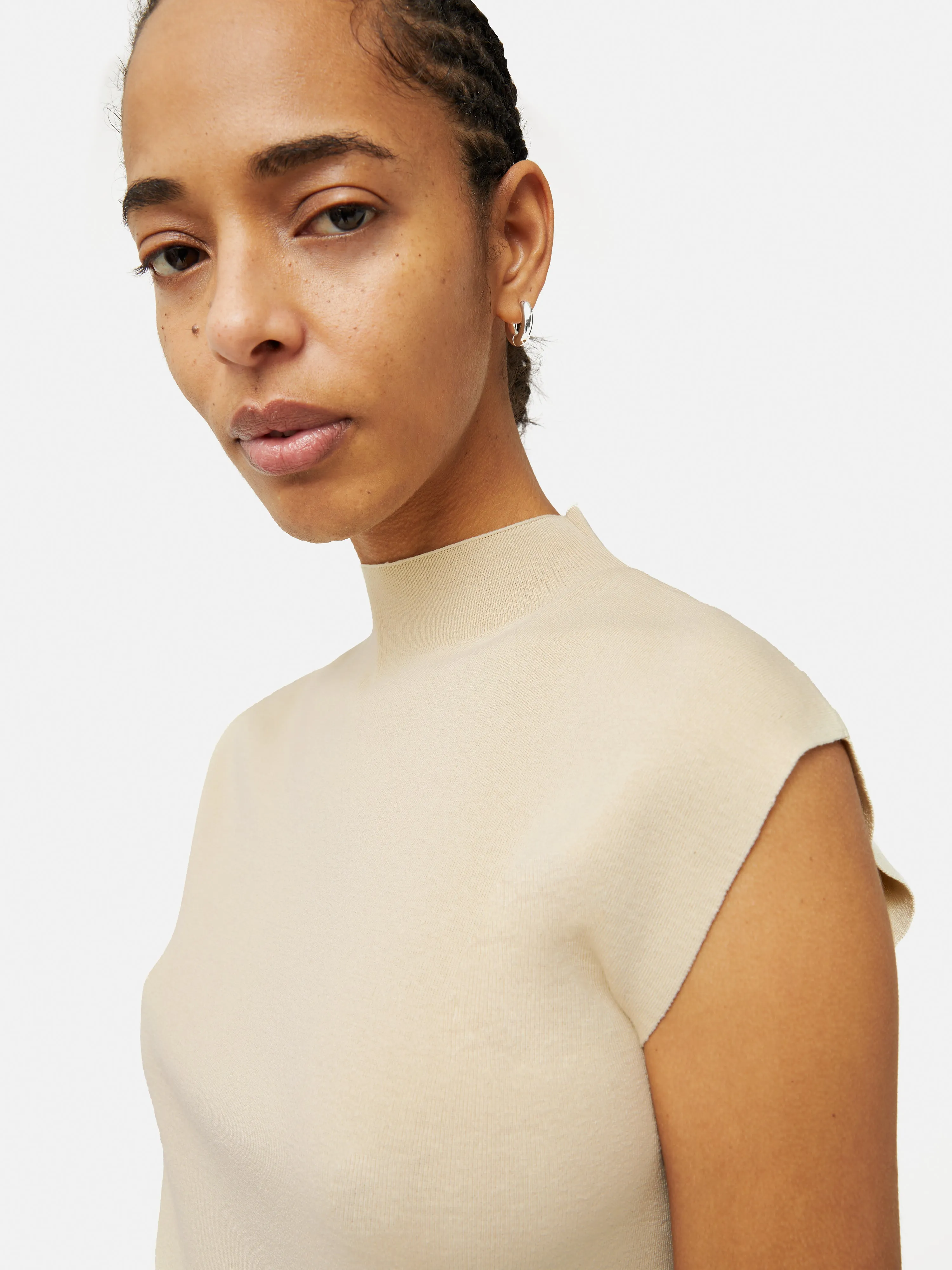 Silk Cotton Cap Sleeve Top | Cream