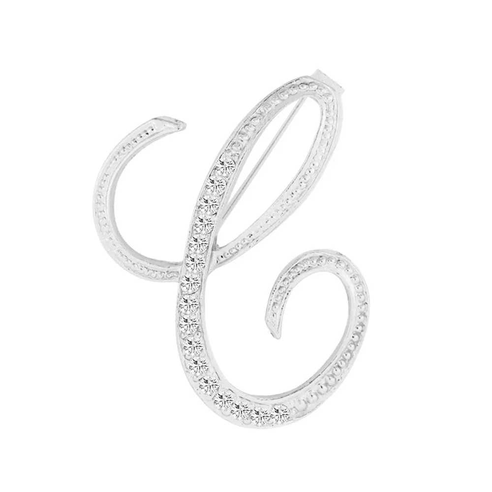 [Silver Initial Letter C] Plated Metal Lapel Pin