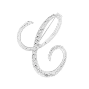 [Silver Initial Letter C] Plated Metal Lapel Pin