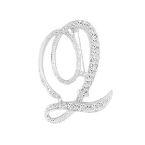 [Silver Initial Letter Q] Plated Metal Lapel Pin