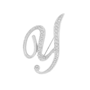 [Silver Initial Letter Y] Plated Metal Lapel Pin