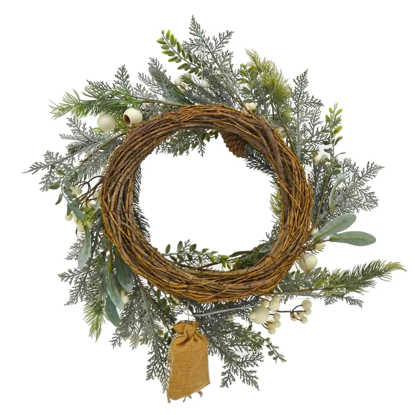 Snowberry Light Up Woodland Christmas Wreath Pine Cones 55cm