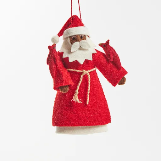 Snowy Garden Father Christmas Ornament - Deep Brown