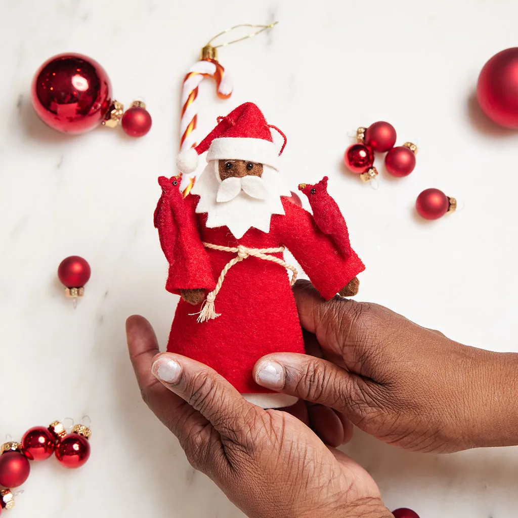 Snowy Garden Father Christmas Ornament - Deep Brown