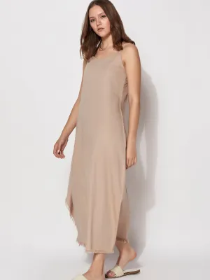 Sustainable Organic Gaia Asymmetric Fringed Dress