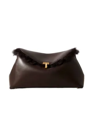 T-Lock Shearling Clutch