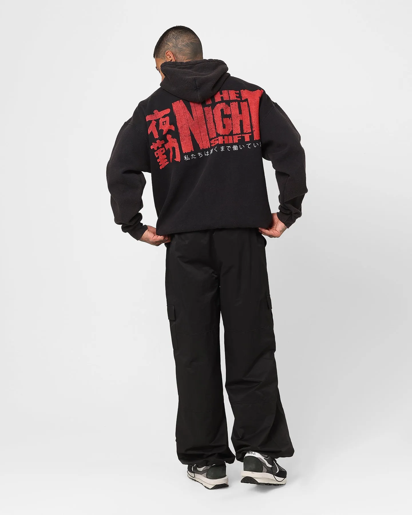 The Night Shift Dog Vintage Hoodie Black Wash