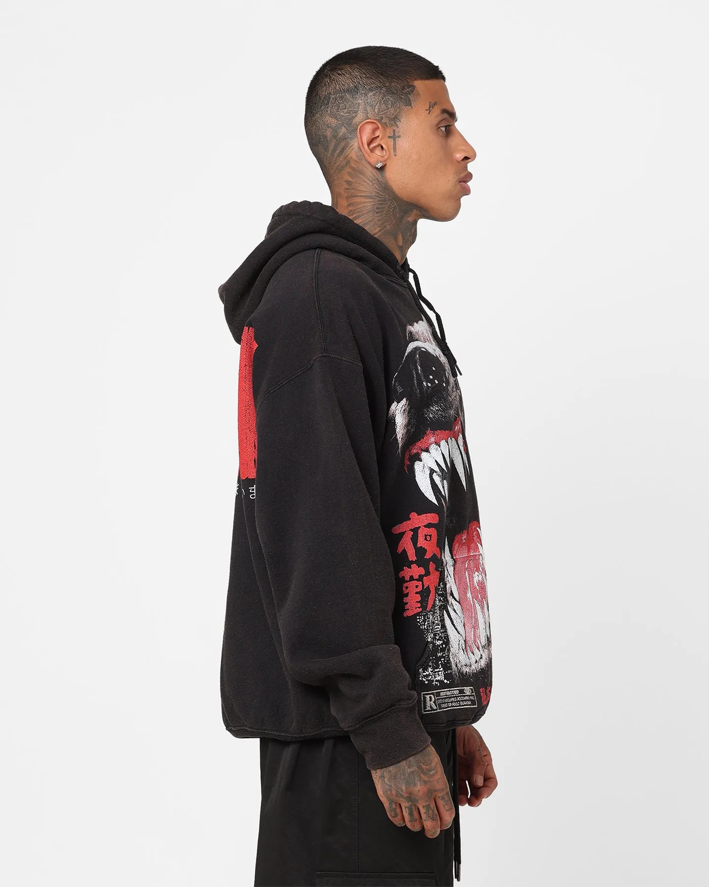 The Night Shift Dog Vintage Hoodie Black Wash