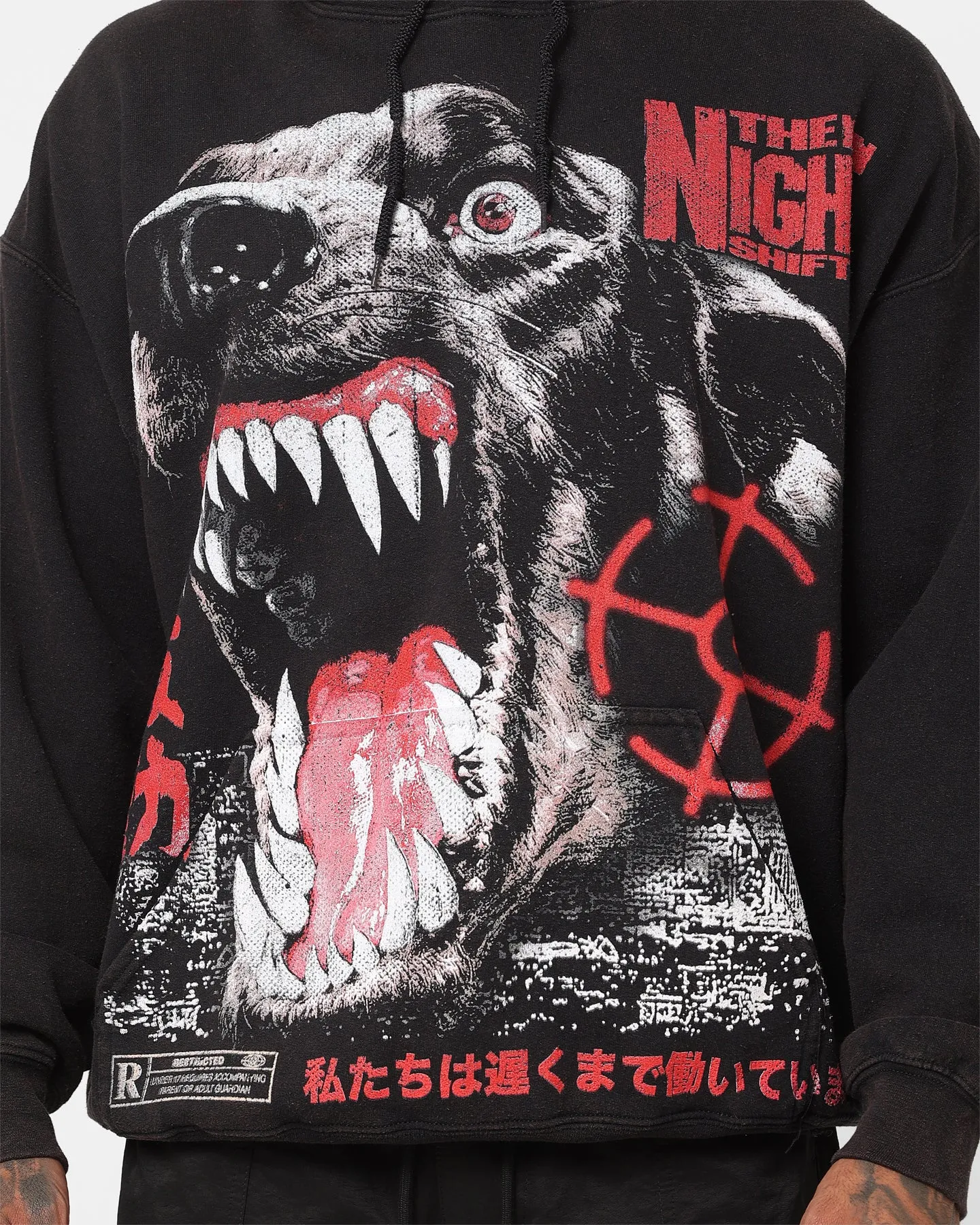 The Night Shift Dog Vintage Hoodie Black Wash