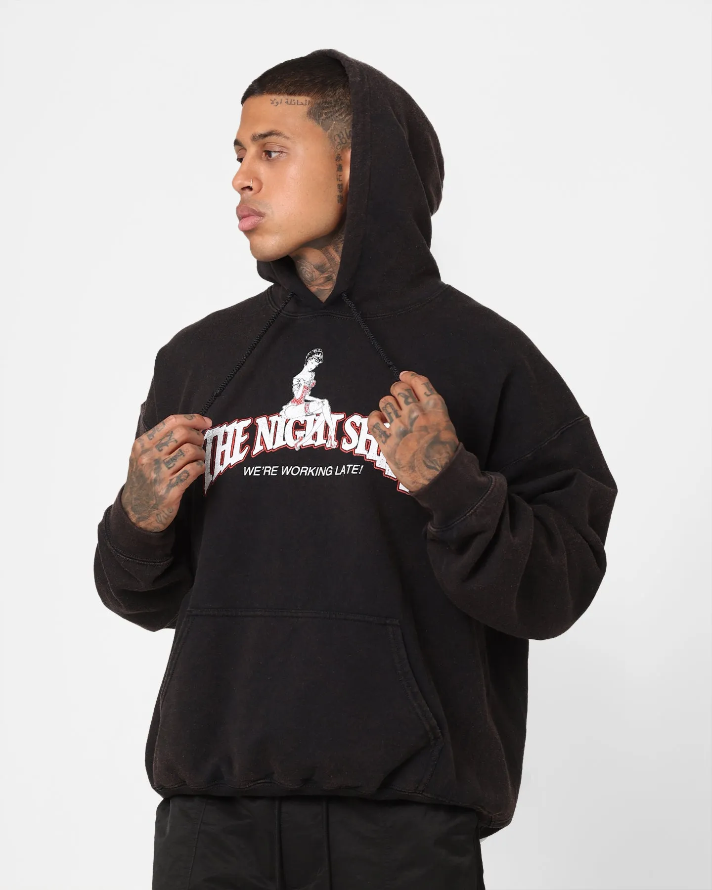 The Night Shift Gentlemen's Club Vintage Hoodie Black Wash