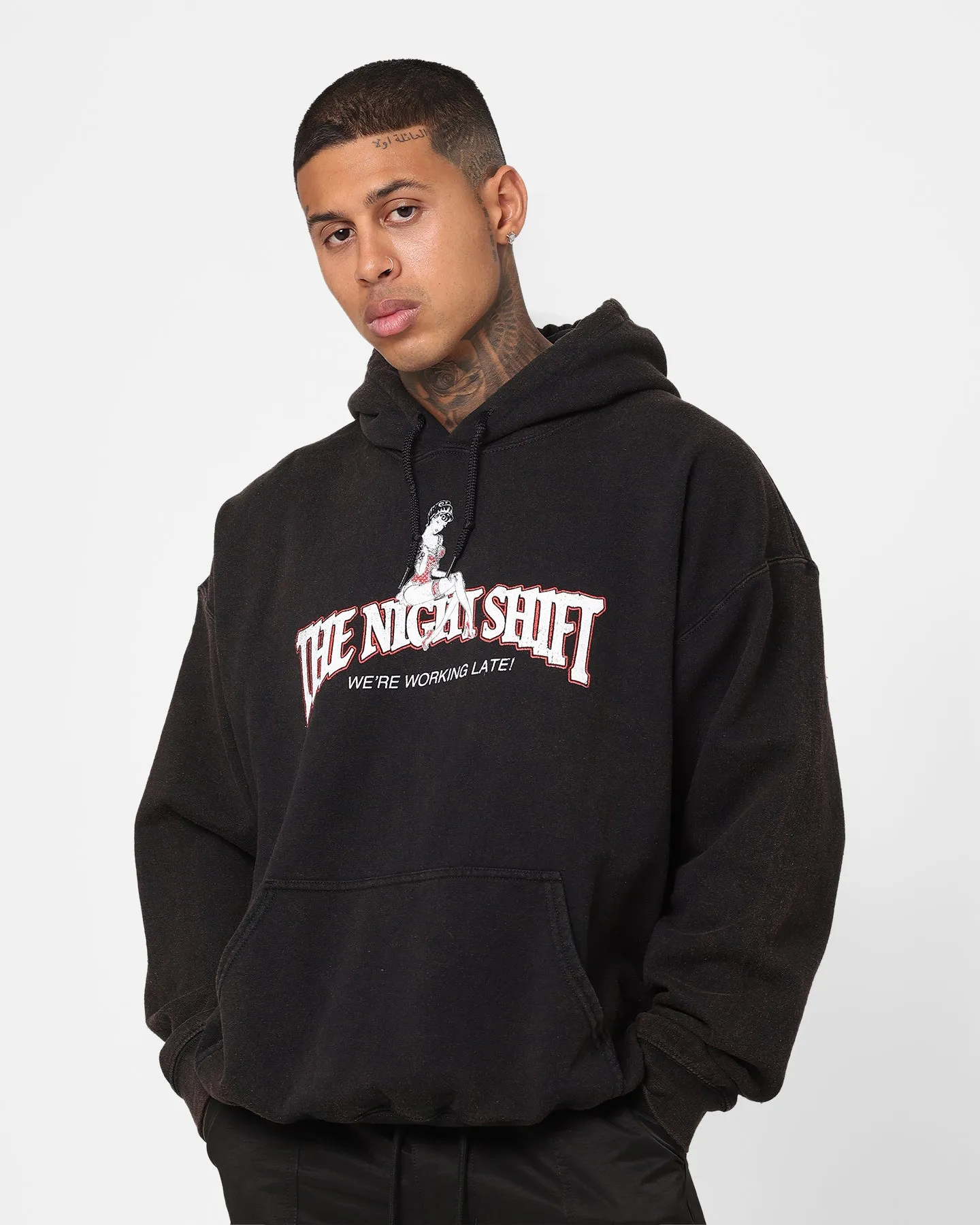 The Night Shift Gentlemen's Club Vintage Hoodie Black Wash