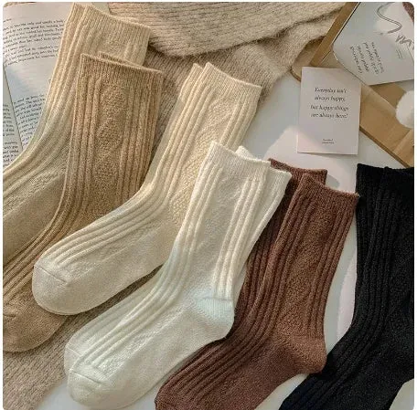 Thicken Thermal Cashmere Wool Solid Color 6 Pairs Winter Warm Socks