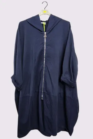 Tiered Longline Zip-up Hooded Jacket