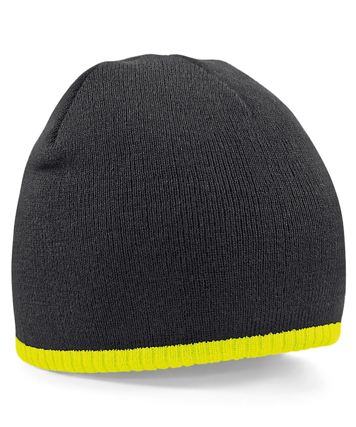 Two-tone pull-on beanie | Black/Fluorescent Yellow